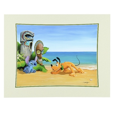 Disney Bolly Art Print - Suspicious Tiki - Pluto And Stitch 3 Disney Bolly Art Print - Suspicious Tiki - Pluto And Stitch