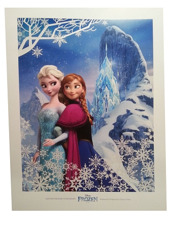 Disney Frozen Lithograph - Elsa And Anna With Ice Castle 3 Disney Frozen Lithograph - Elsa And Anna With Ice Castle